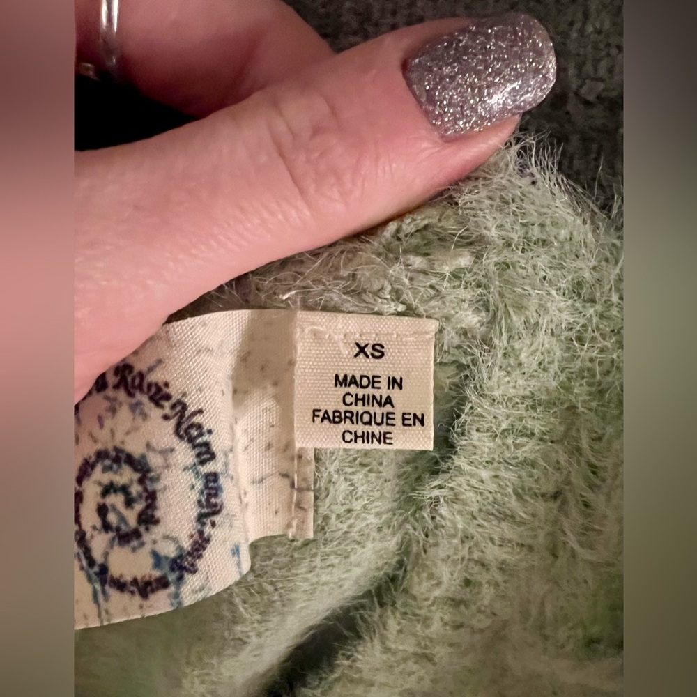 Anthropologie Rosie Neira | Women’s Mint Green 3/4 Length Crew Neck Sweater - Picture 5 of 11
